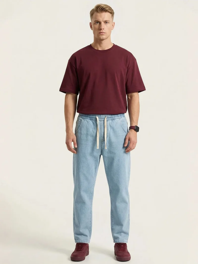 Big Dart Maya Blue BDART Elastic Waist Denim Pants for Men | Best Price UAE
